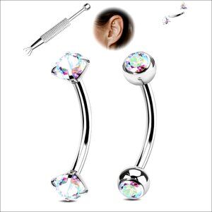 Surgical Steel Rook Piercing Jewelry 16G 6mm Curved Barbell